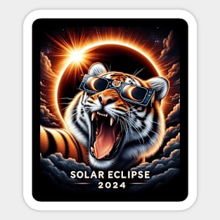 Funny Selfie Tiger Kids Womens Mens Solar Eclipse Sticker